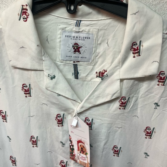 Denim and Flower Christmas Shirt.
Santa lifeguard, surfboard - Picture 2 of 5